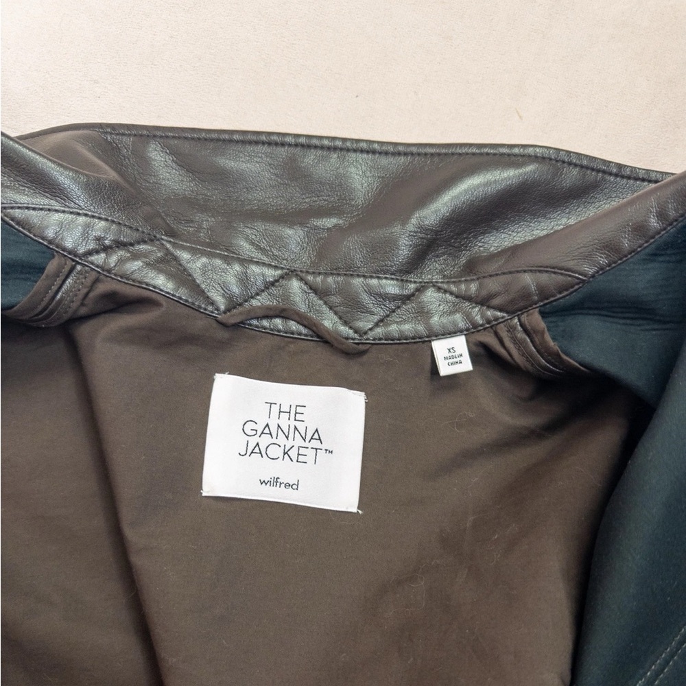 Aritzia Wilfred Free Ganna Shirt Jacket Faux Leather Womens XS Brown Shacket EUC - Picture 5 of 7